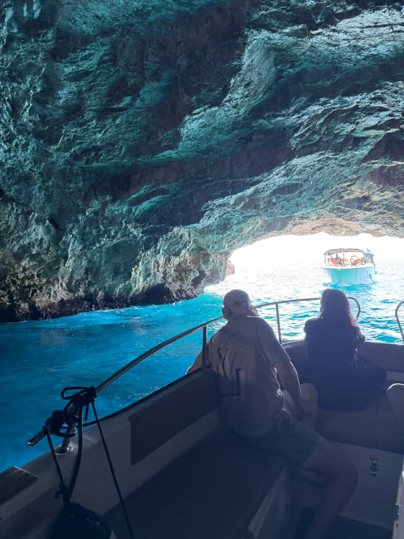 Blue Cave speedboat tour swimming stop in Montenegro