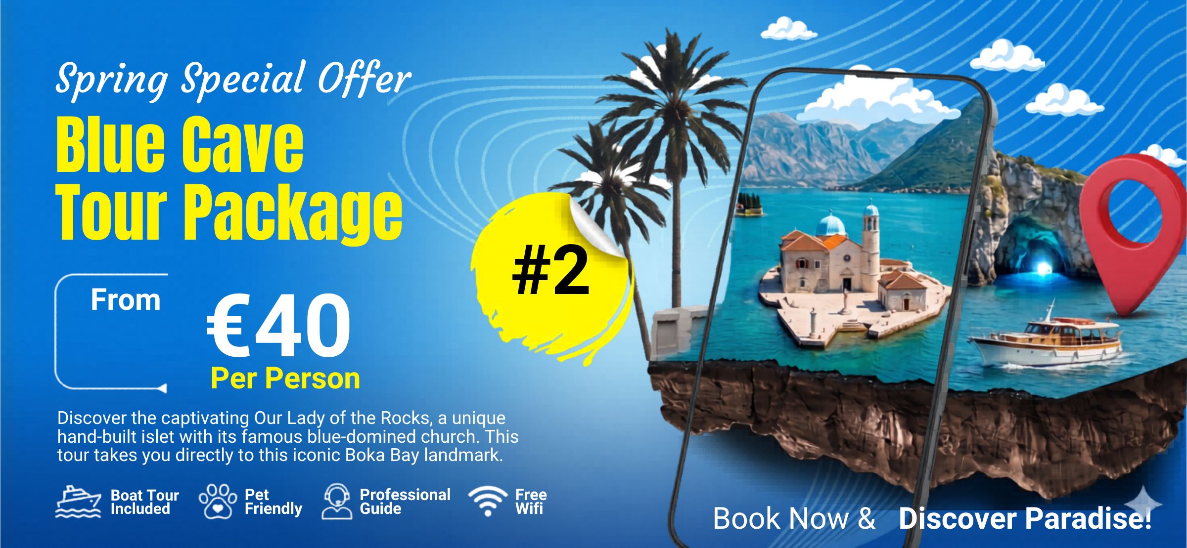 Blue Cave speedboat tour from Kotor with Mamula Island