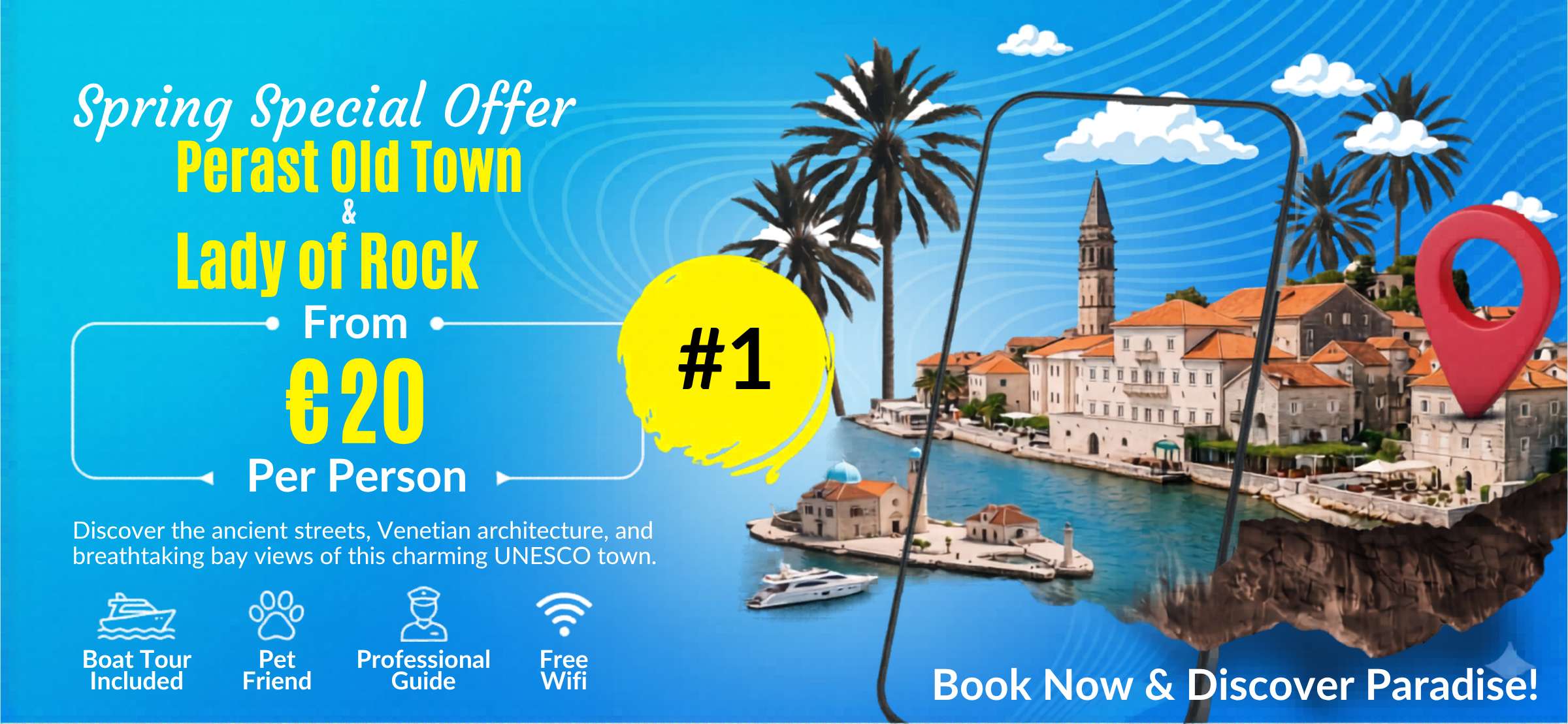 Kotor Bay speedboat tour to Perast and Lady of the Rocks